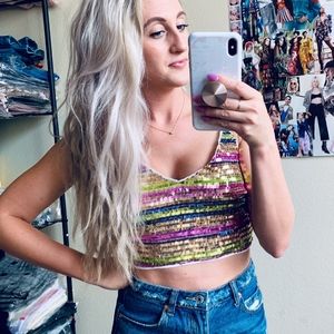 "Live It Up" Sequin Crop Top